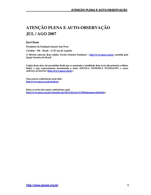 Atencao Plena e Auto Observacao